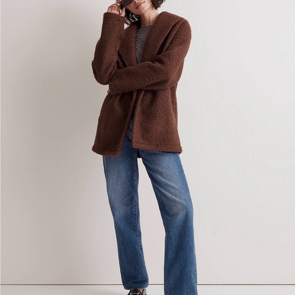 Madewell Pebbled Shearling Shawl Coat NWOT - Picture 2 of 5